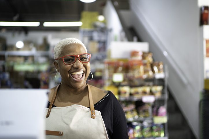 smiling cashier 