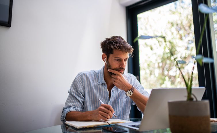 businessman at work on his laptop