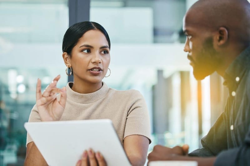 colleagues having a conversation