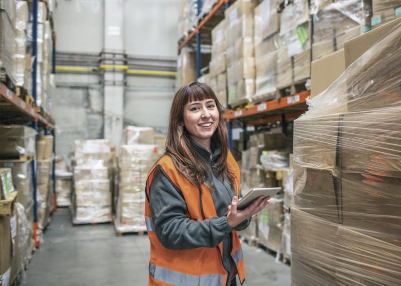 warehouse worker using tablet