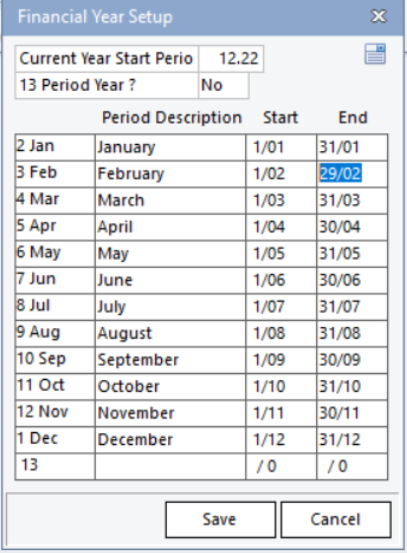 Xline financial year setup Xline financial year setup